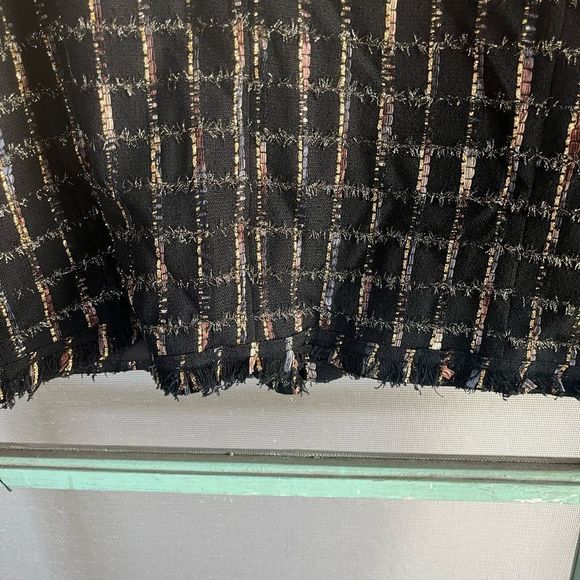 Alice + Olivia Black Tweed Frayed Metallic Detail Button Down Blazer Jacket Lg - Picture 5 of 8
